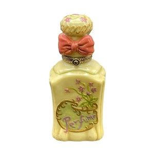 Perfume Bottle Bow Floral Hinged Lid Trinket Box
